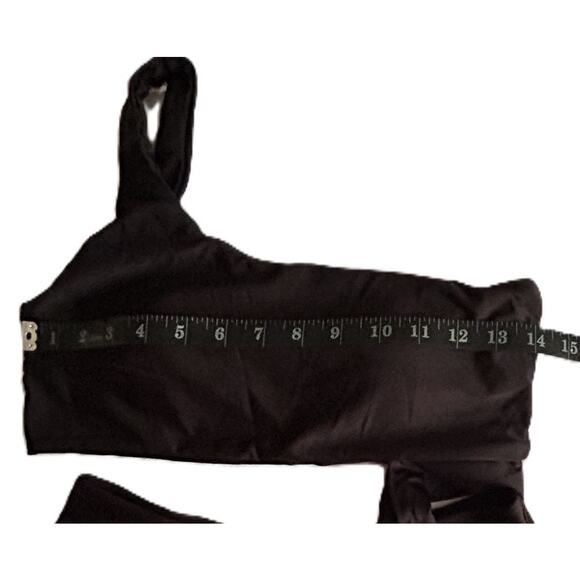 NWT MOOSLOVER Black 1 Shoulder High Waisted 2 Piece Bikini Tie High Cut *Medium - Picture 7 of 10